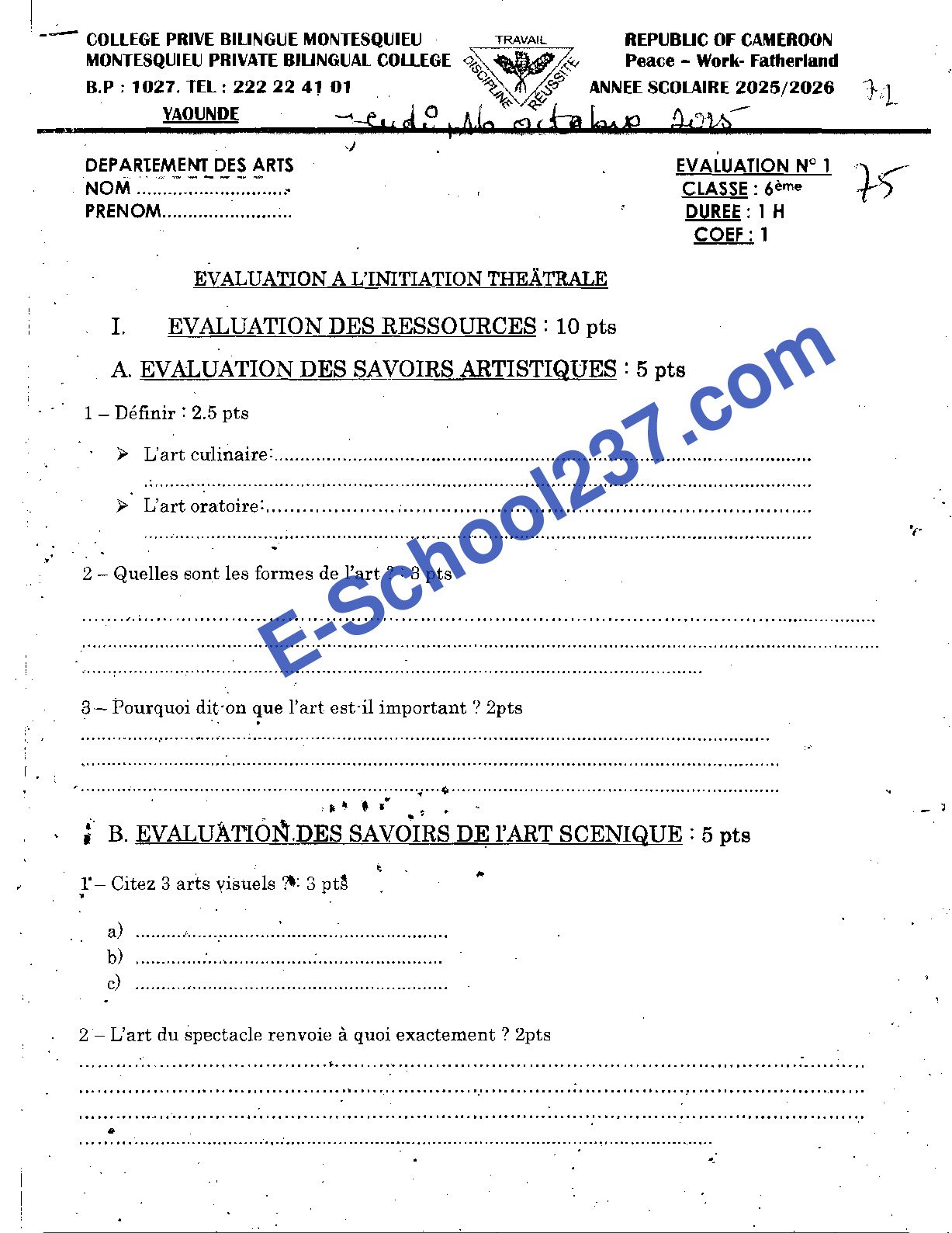 6ème Initiation théâtrale N°2 2025-2026-1